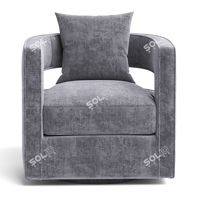 Luxurious Velvet Swivel Barrel Chair 3D model image 2