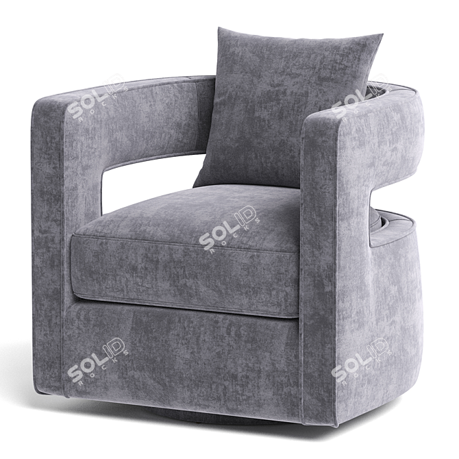 Luxurious Velvet Swivel Barrel Chair 3D model image 3