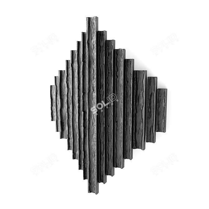 Geometric Wood Metal Wall Art 3D model image 2