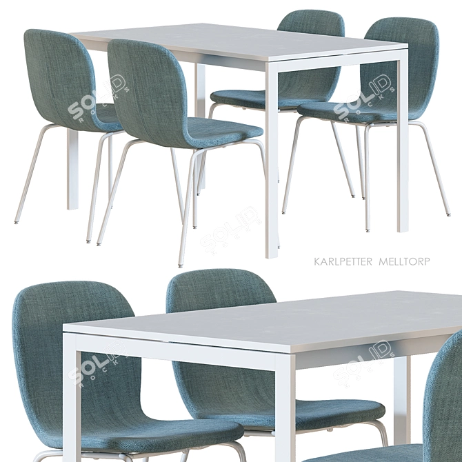 Sleek IKEA Table & Chair 3D model image 1