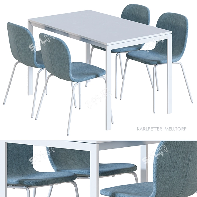 Sleek IKEA Table & Chair 3D model image 6