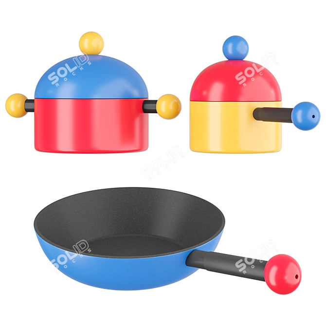 Bubble Cookware Set | Colorful Italian Pans 3D model image 2