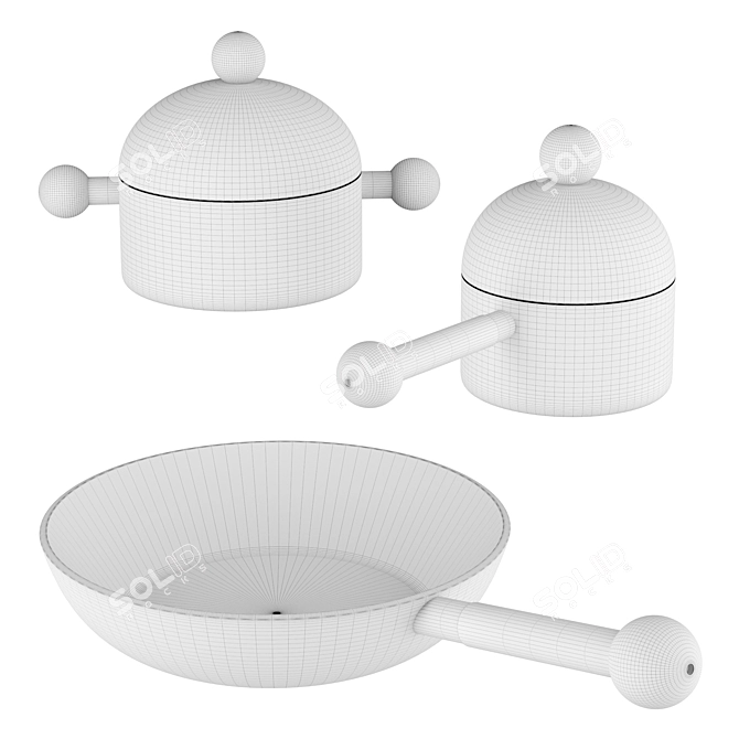 Bubble Cookware Set | Colorful Italian Pans 3D model image 3