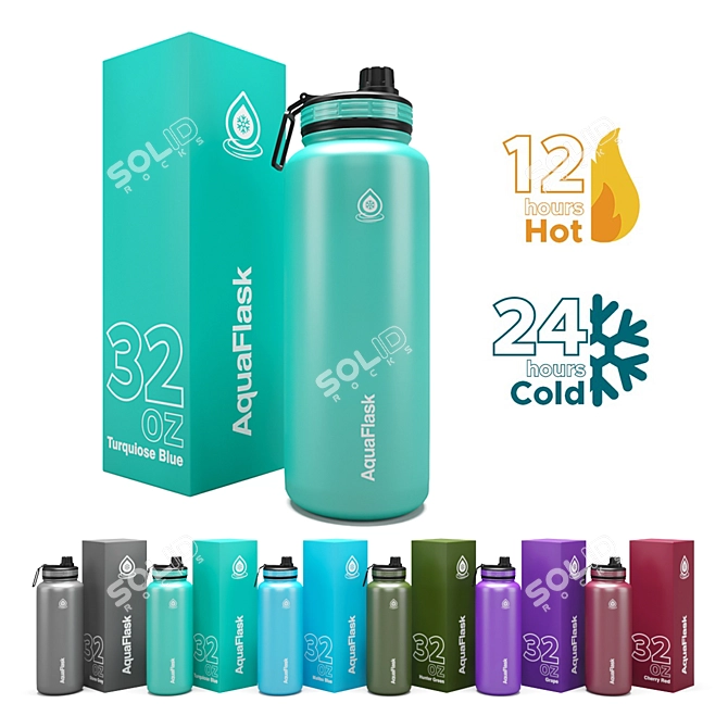 Premium Aqua Flask 32 Oz 3D model image 1