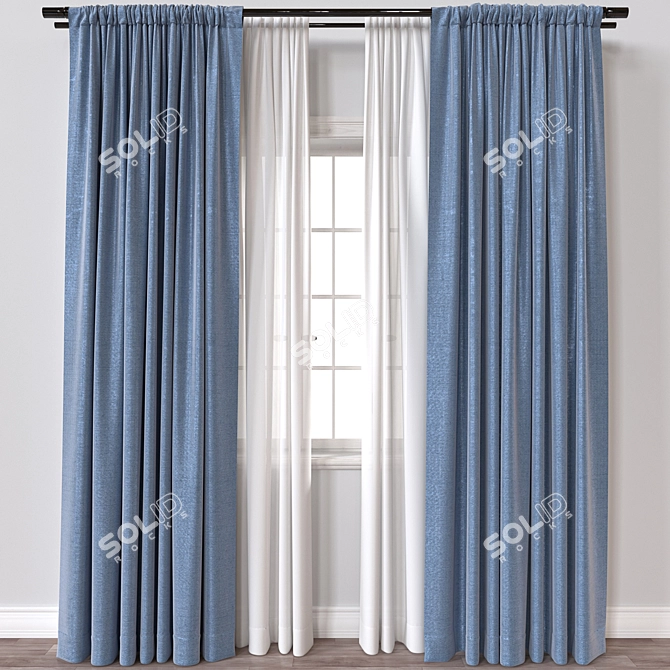 Modern 3D Curtain Model Kit 3D model image 1