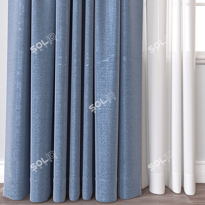 Modern 3D Curtain Model Kit 3D model image 2