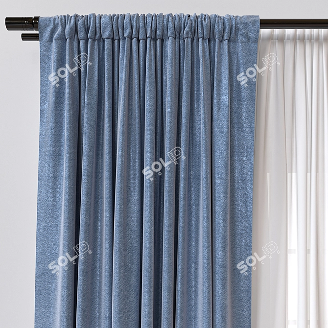 Modern 3D Curtain Model Kit 3D model image 3