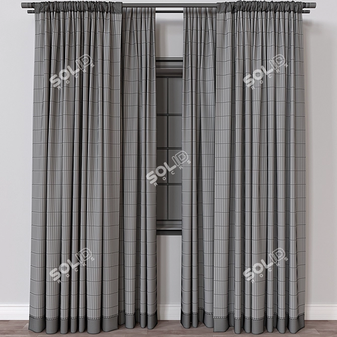 Modern 3D Curtain Model Kit 3D model image 4