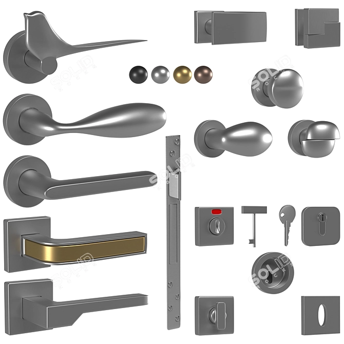 Designer Titanium Door Handles 3D model image 2