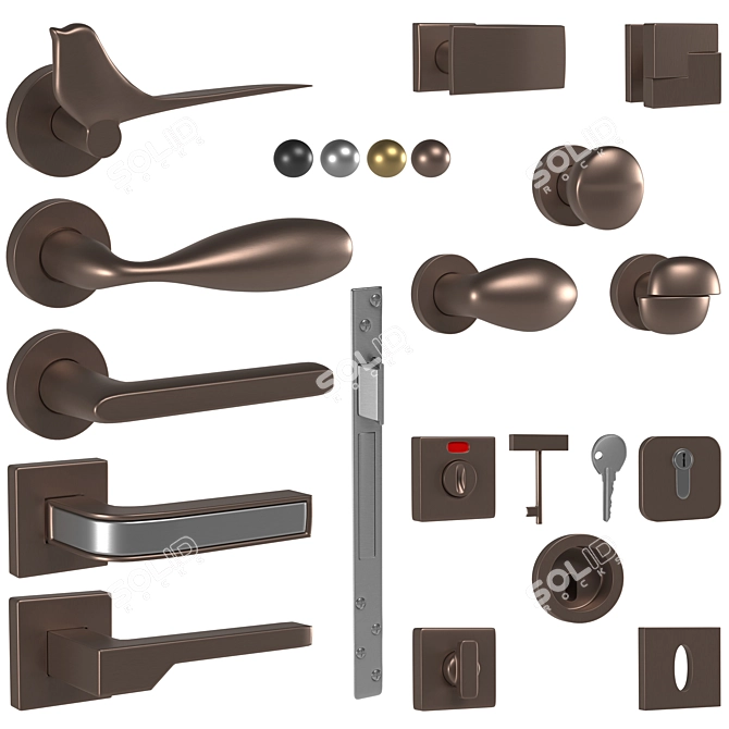 Designer Titanium Door Handles 3D model image 4