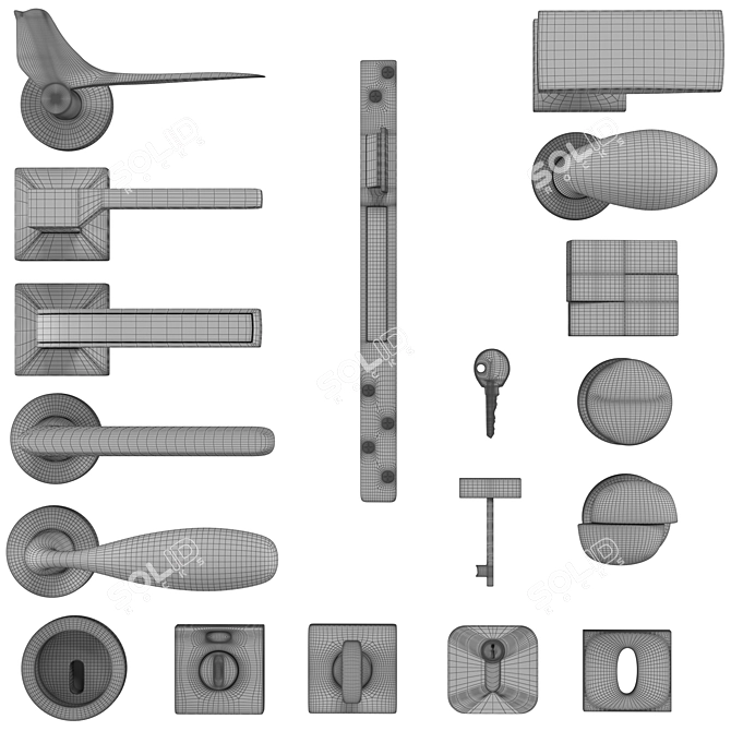 Designer Titanium Door Handles 3D model image 6