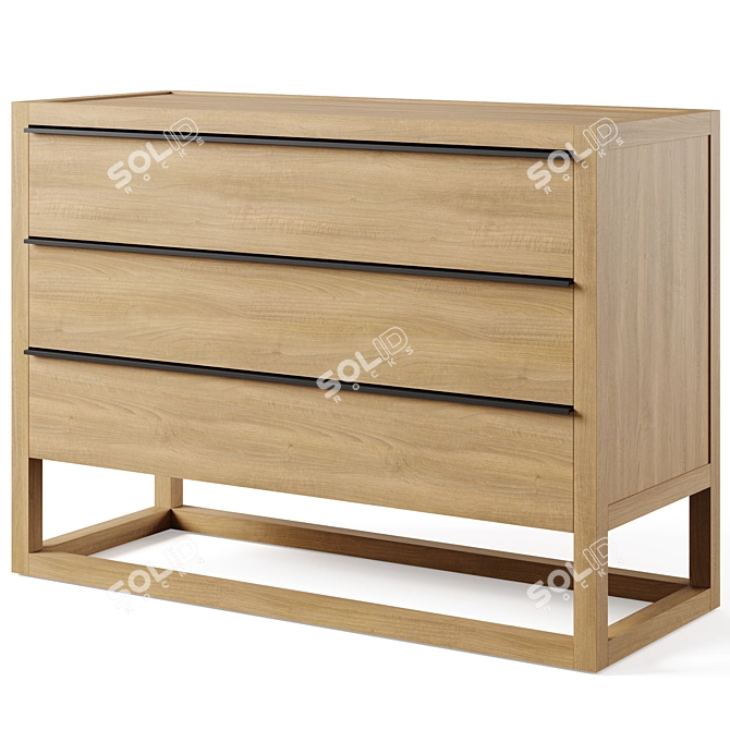 Oak Wood Dresser and Chest 3D model image 2