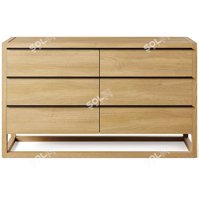 Oak Wood Dresser and Chest 3D model image 3