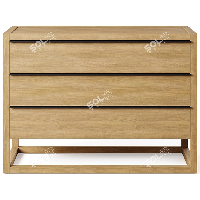 Oak Wood Dresser and Chest 3D model image 4