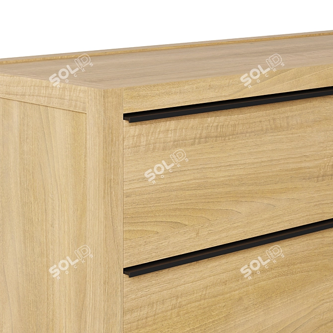 Oak Wood Dresser and Chest 3D model image 5