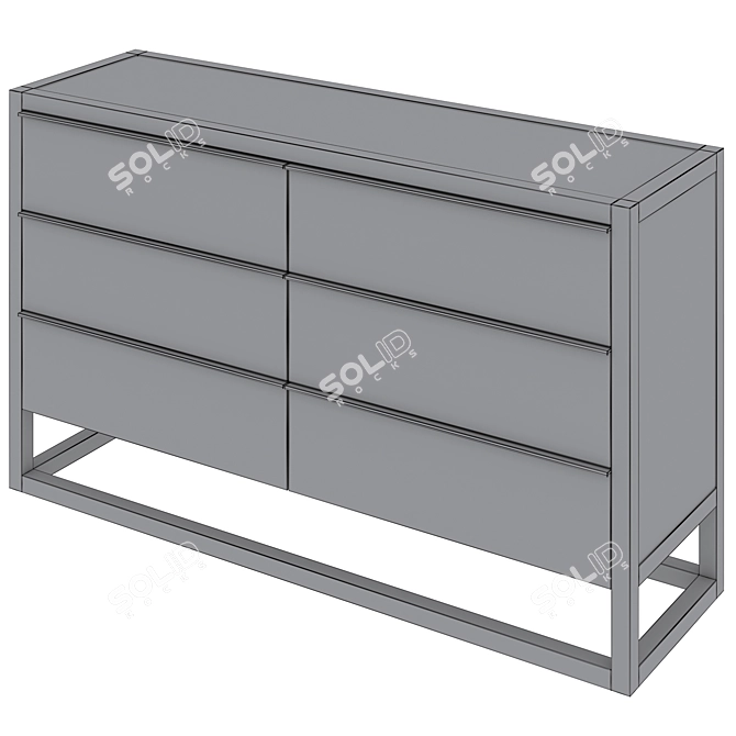 Oak Wood Dresser and Chest 3D model image 7