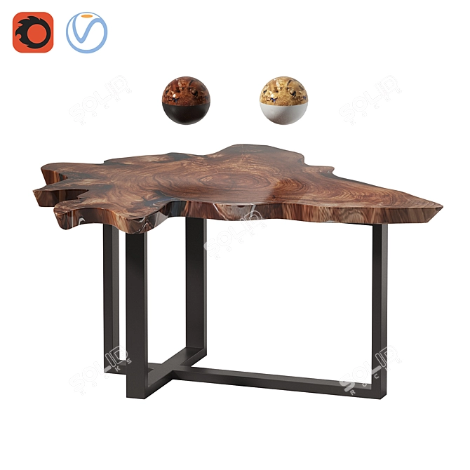 Rustic Epoxy Wood Slice Table 3D model image 1