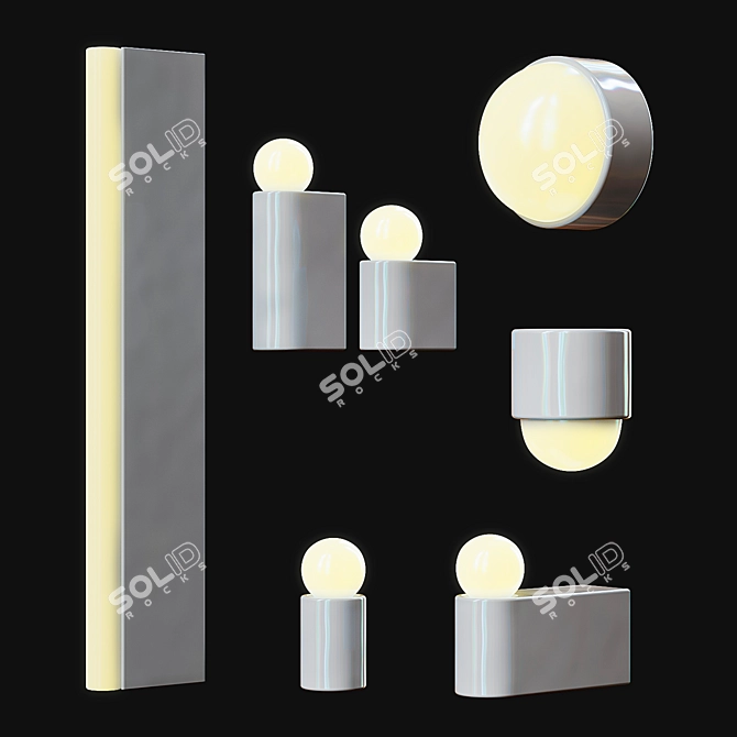  Glazed Porcelain Lamp Set 3D model image 2
