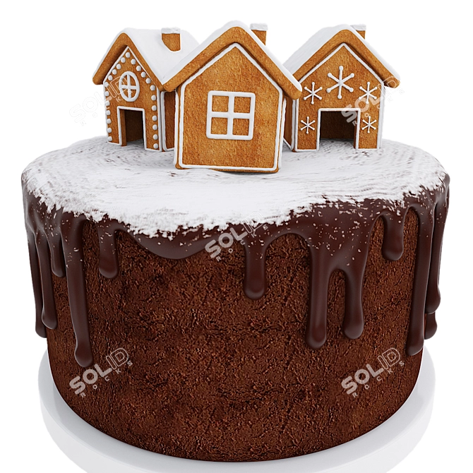 Decadent Chocolate Cake 3D Model 3D model image 3