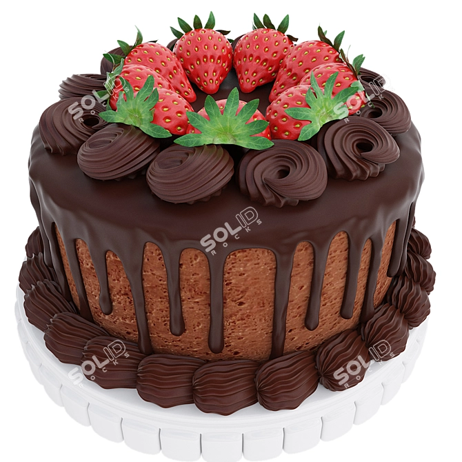 Decadent Chocolate Cake 3D Model 3D model image 4