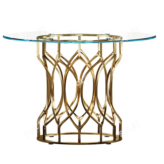 Sleek Champagne Glass Dining Table 3D model image 1