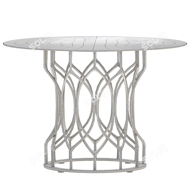 Sleek Champagne Glass Dining Table 3D model image 2