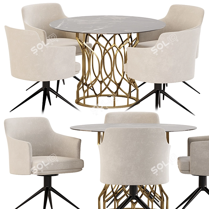 Modern Dining Set Collection InspireQ 3D model image 1