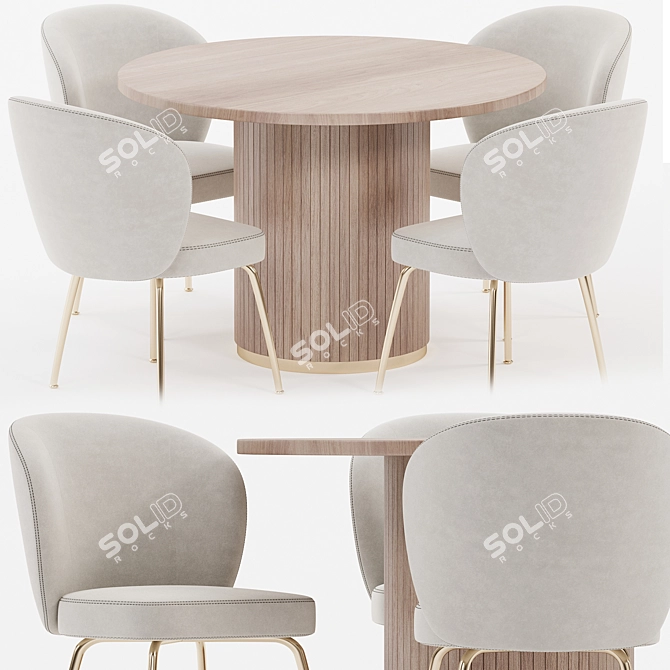 Elegant Dining Set Collection in 3D 3D model image 1