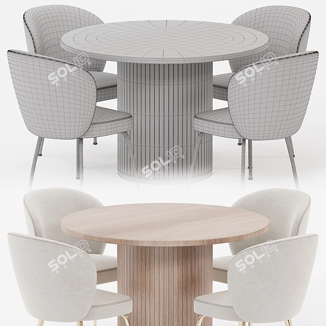 Elegant Dining Set Collection in 3D 3D model image 2