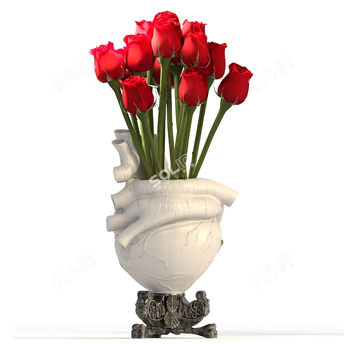 Handcrafted White Heart Vase 3D model image 3