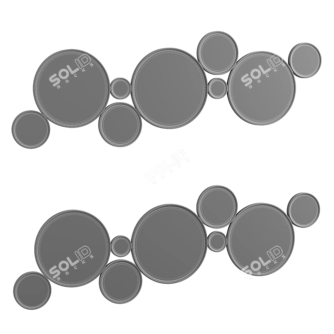 Circles of Reflection Wall Mirror 3D model image 2