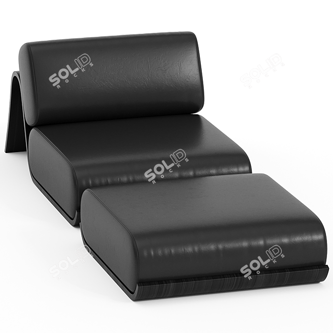 Elegant Leather Modulo Armchair 3D model image 3