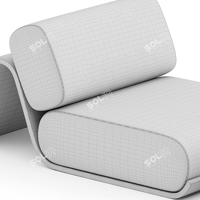 Elegant Leather Modulo Armchair 3D model image 4