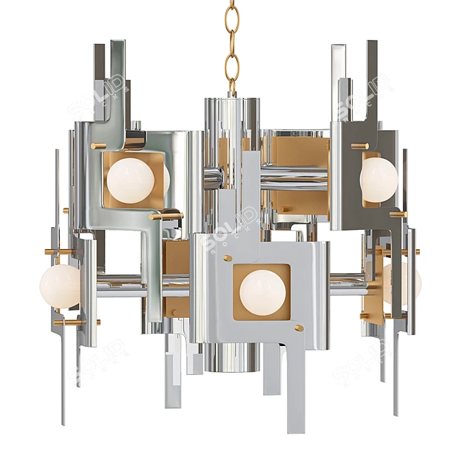 Sculptura Chrome Brass Chandelier Lamp 3D model image 1