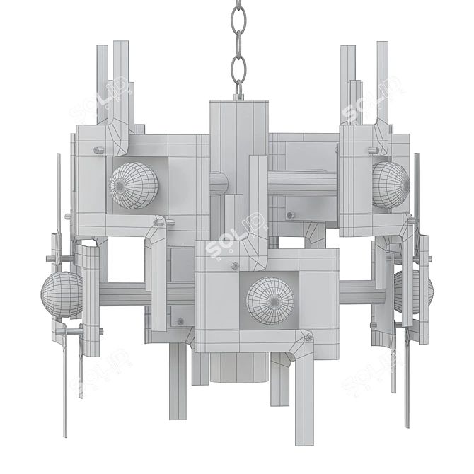 Sculptura Chrome Brass Chandelier Lamp 3D model image 2