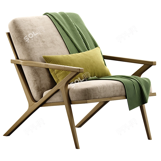 Modern Wood Frame Armchair Crate & Barrel 3D model image 1