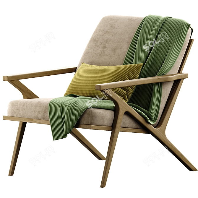 Modern Wood Frame Armchair Crate & Barrel 3D model image 2