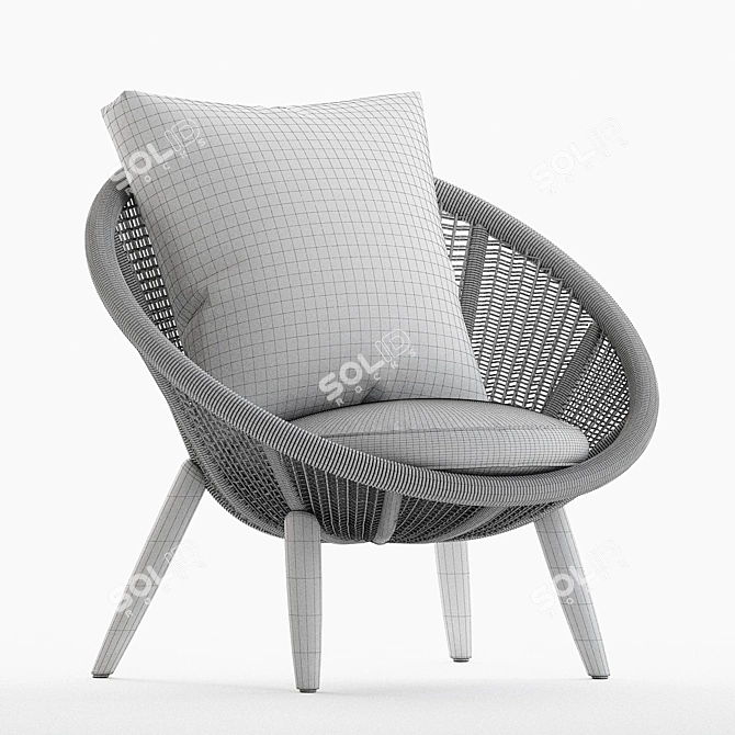 Modern Minimalist Cord Armchair in Millimeters 3D model image 3