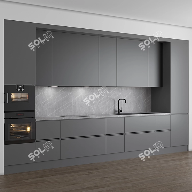  Modern Kitchen 3D Model Set 3D model image 1