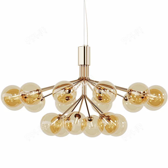 Golden Brass Pendant Lamp APIALES 3D model image 1