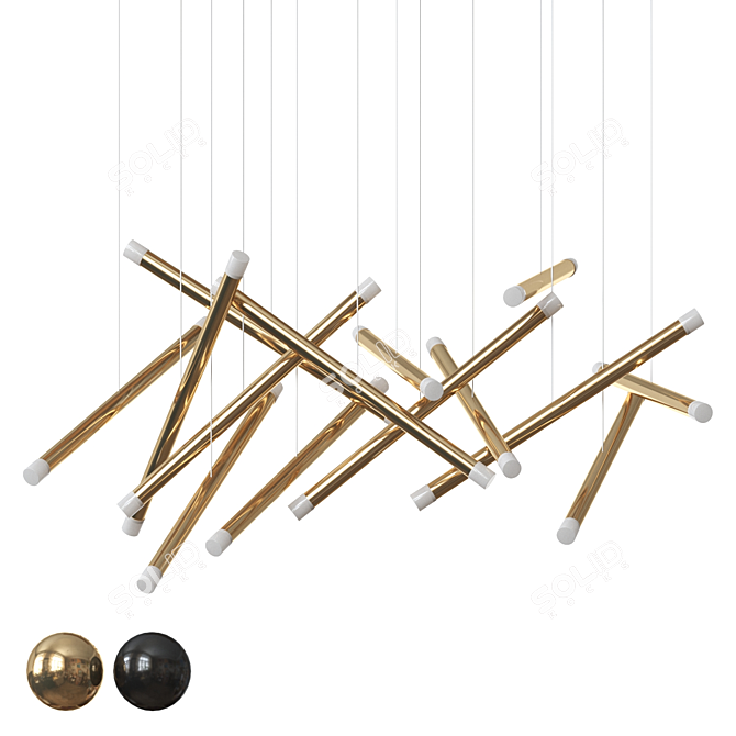 Modern LED Chandelier, 47cm 3D model image 1