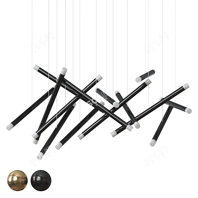 Modern LED Chandelier, 47cm 3D model image 2