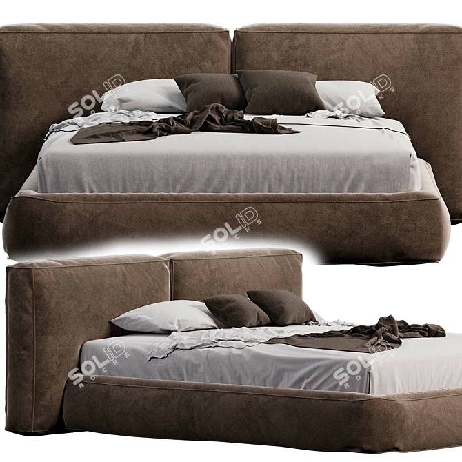 Contemporary Upholstered Bed Design 3D model image 2