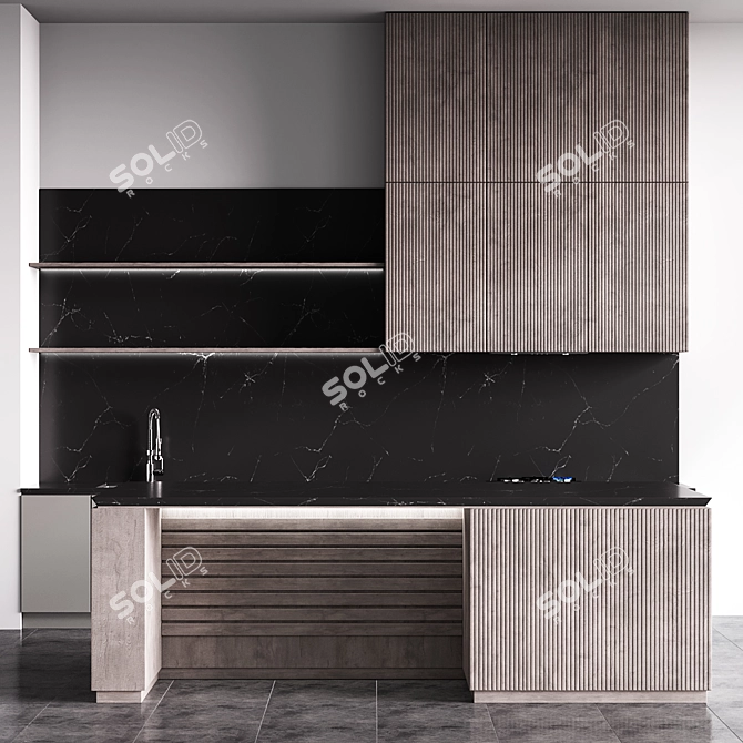 Modern Island Kitchen Furnished	Title: Modern Island Kitchen Furnished 3D model image 1