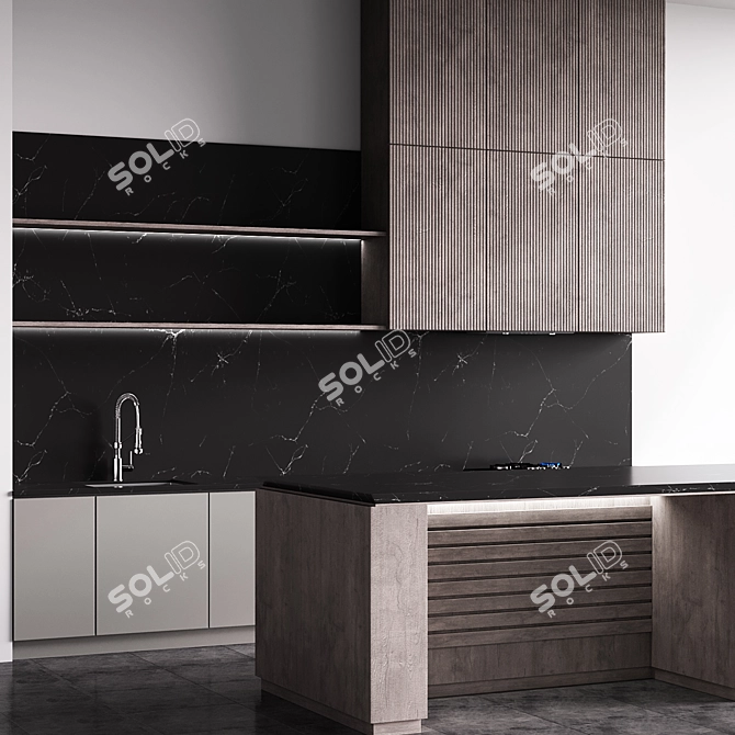 Modern Island Kitchen Furnished	Title: Modern Island Kitchen Furnished 3D model image 2