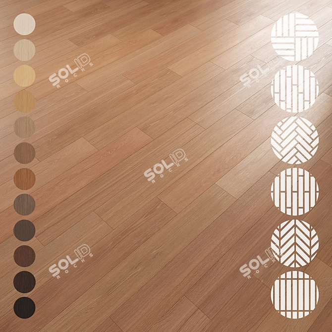 Oak Parquet Flooring Collection 3D model image 1