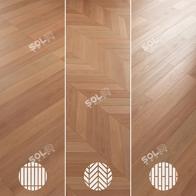 Oak Parquet Flooring Collection 3D model image 5