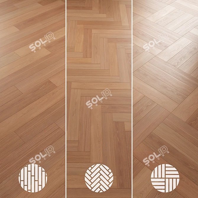 Oak Parquet Flooring Collection 3D model image 6