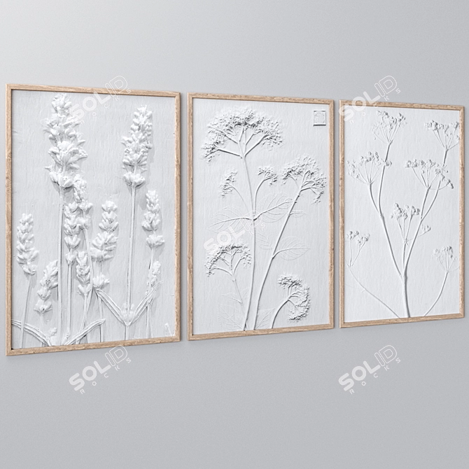 Aquarelle Texture Wall Art Set 3D model image 2