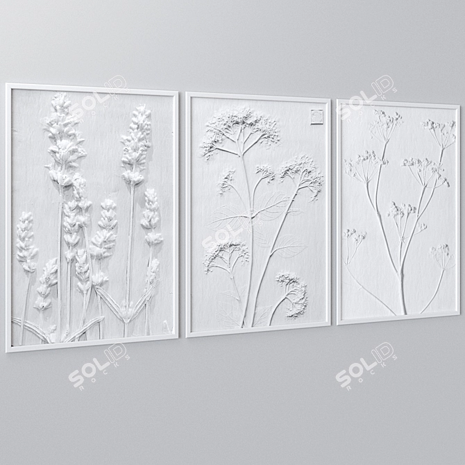 Aquarelle Texture Wall Art Set 3D model image 3